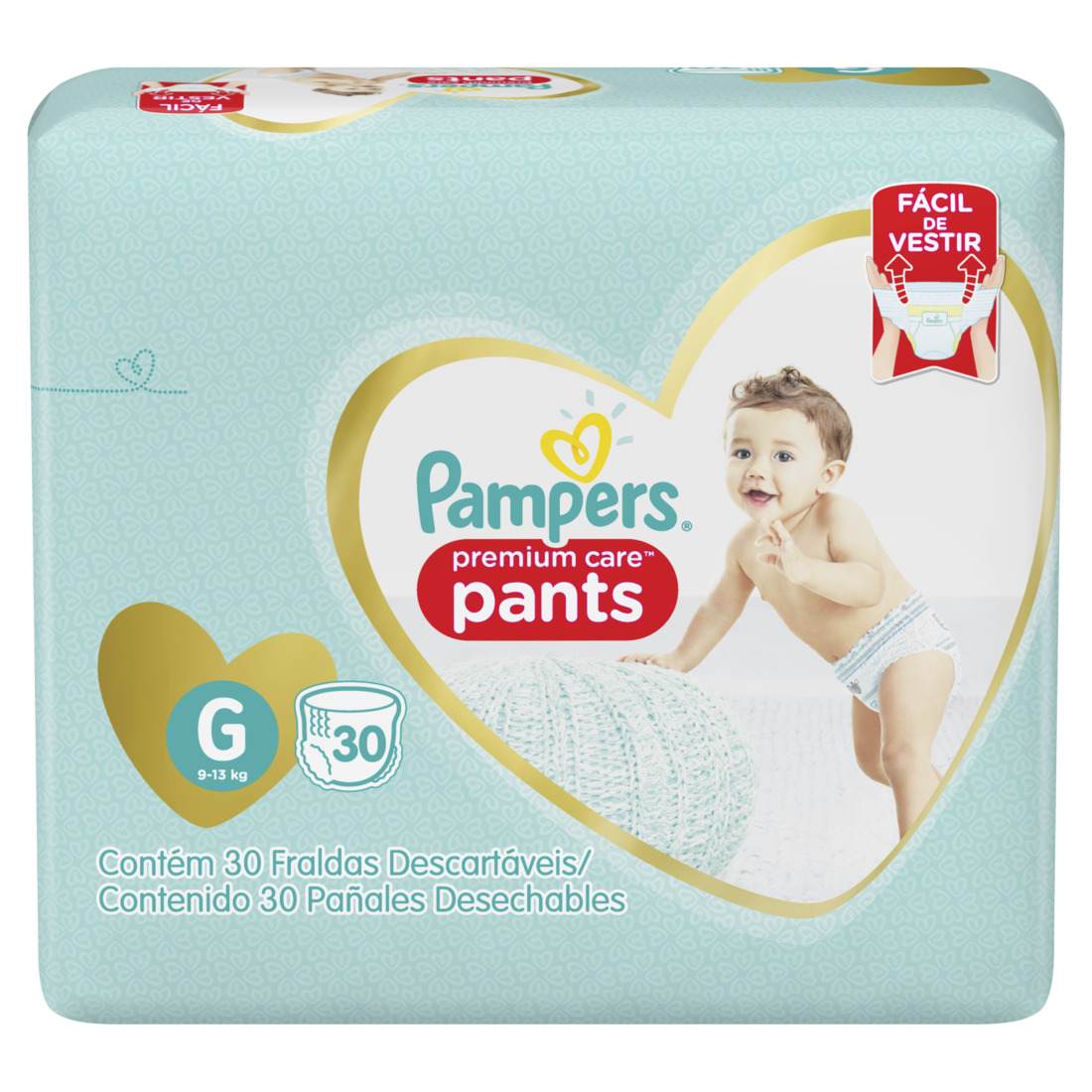 FRALDA PAMPERS PANTS PREMIUM CARE G MEGA 30 UNIDADES                                                