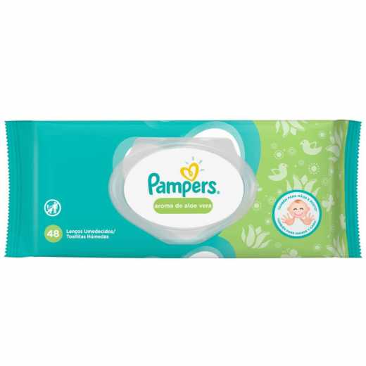 LENÇOS UMEDECIDOS PAMPERS AROMA DE ALOE VERA COM 48 UNIDADES                                        