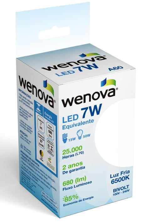 LAMPADA BULBO LED WENOVA 7W A60 6500K                                                               