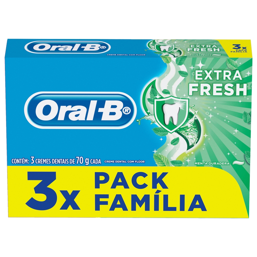 CREME DENTAL ORAL-B EXTRA FRESH 70G COM 3 UNIDADES                                                  