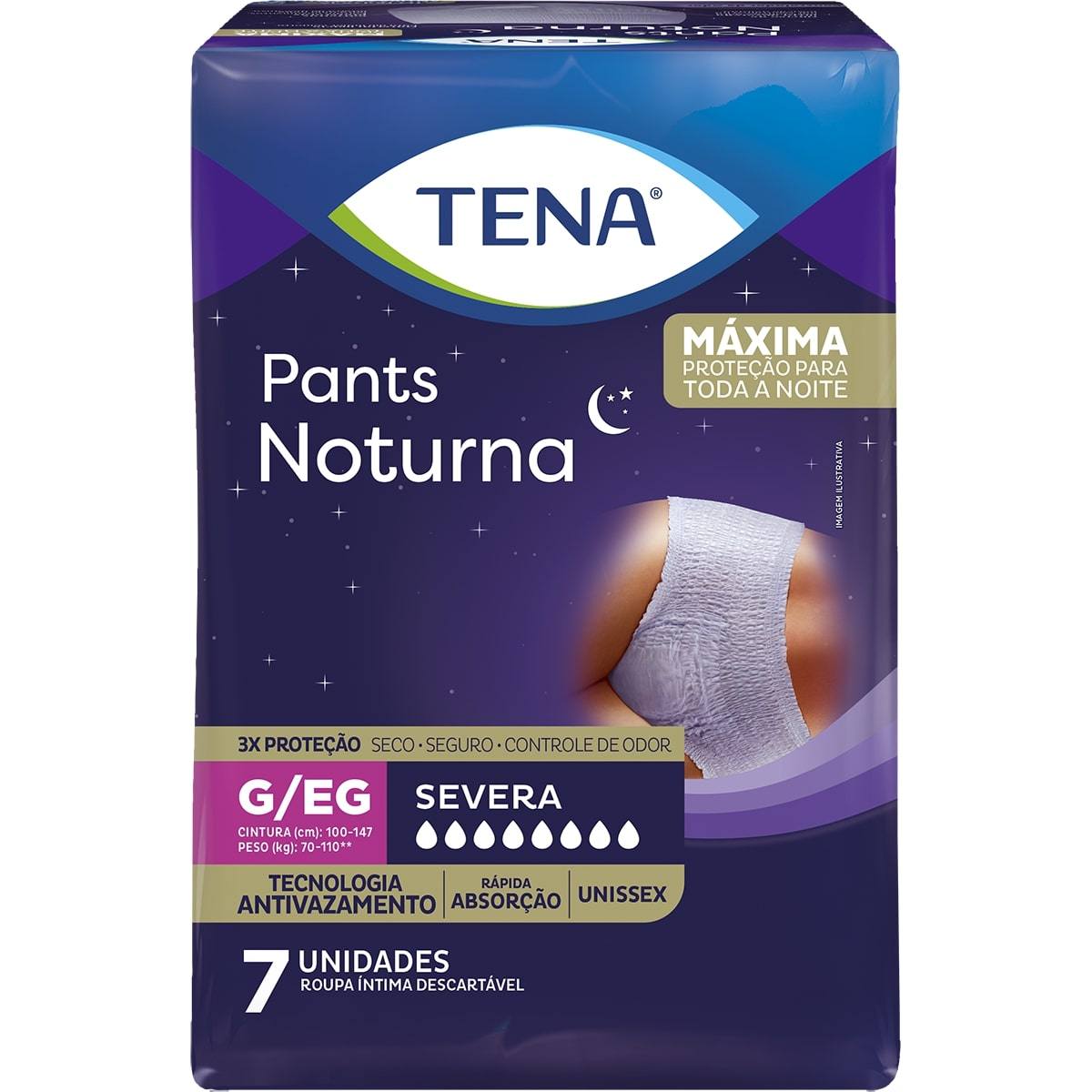 ROUPA ÍNTIMA TENA PANTS NOTURNA G/EG COM 7 UNIDADES                                                 