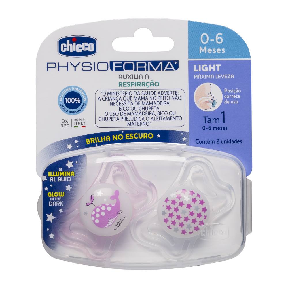 CHUPETA PHYSIO FORMA LIGHT ROSA 0-6M CHICCO C/02UN                                                  