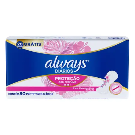 ABSORVENTE ALWAYS PROTETOR DIÁRIO COM PERFUME 80 UNIDADES                                           