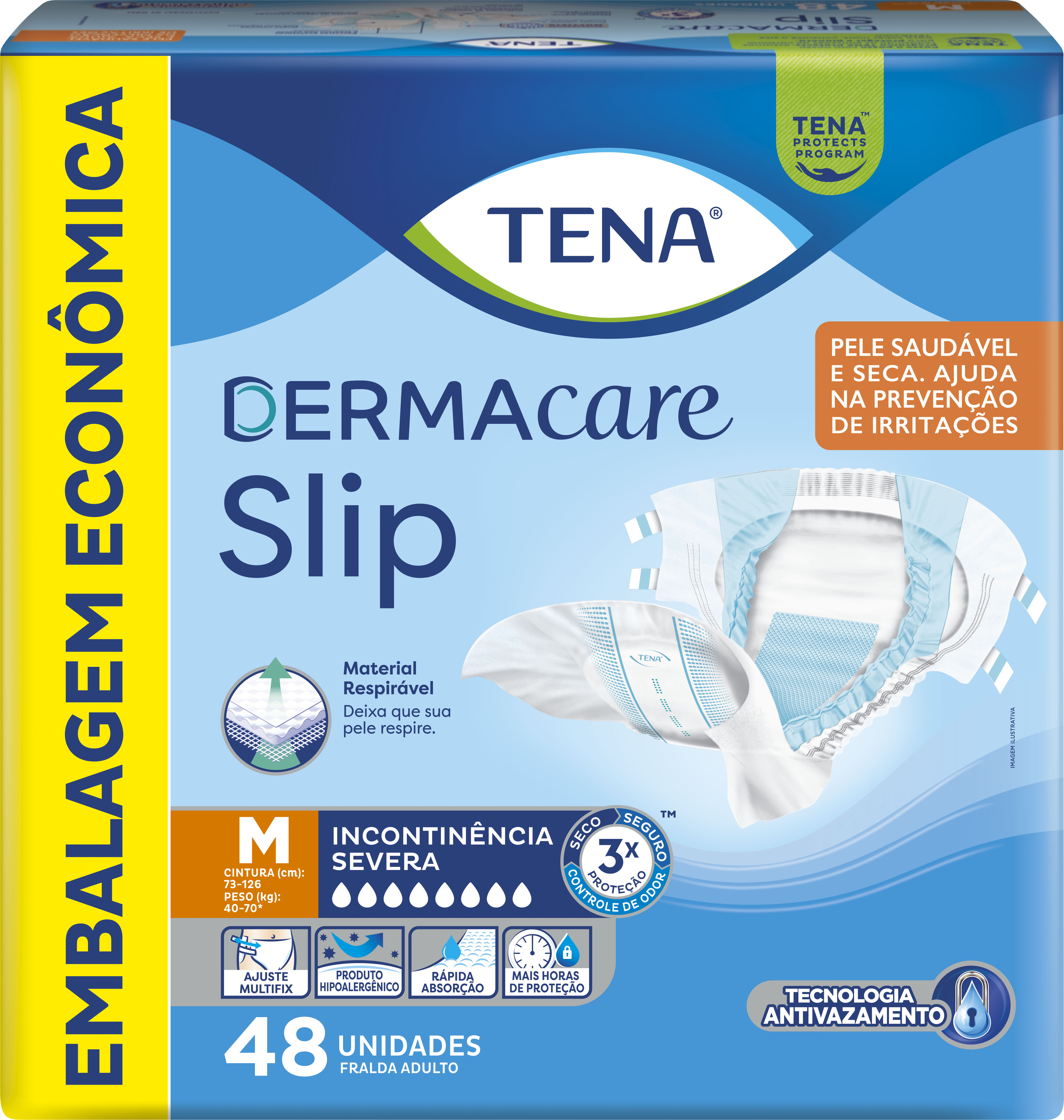 FRALDA TENA SLIP DERMACARE M C/48UN                                                                 