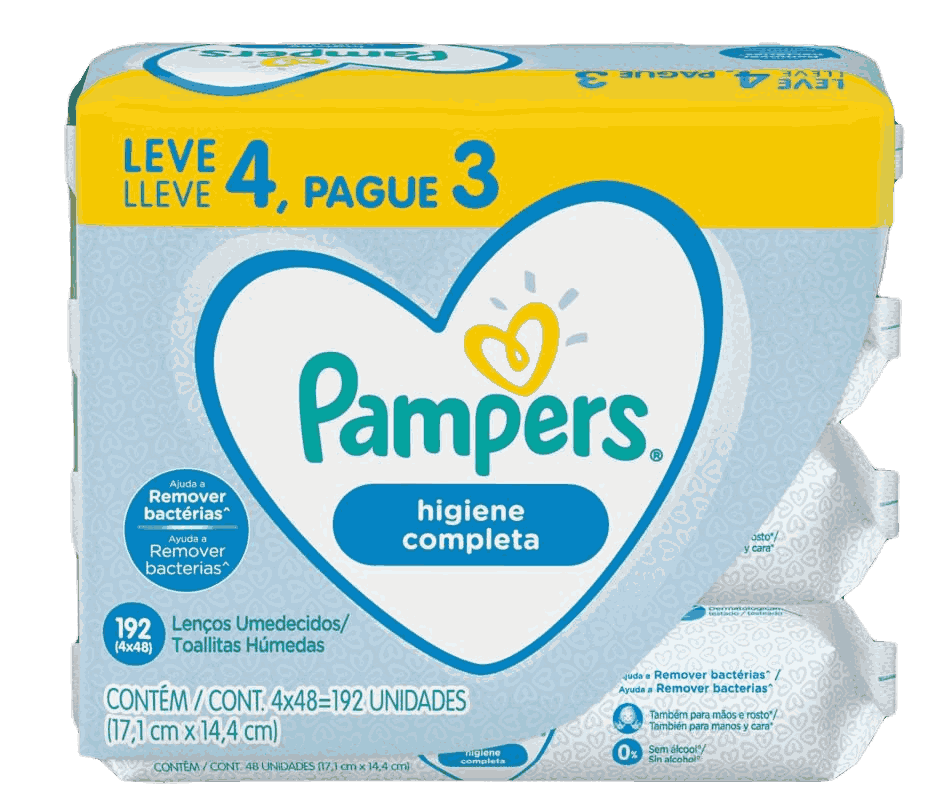 TOALHINHAS PAMPERS ALOE VERA 48 UNIDADES                                                            