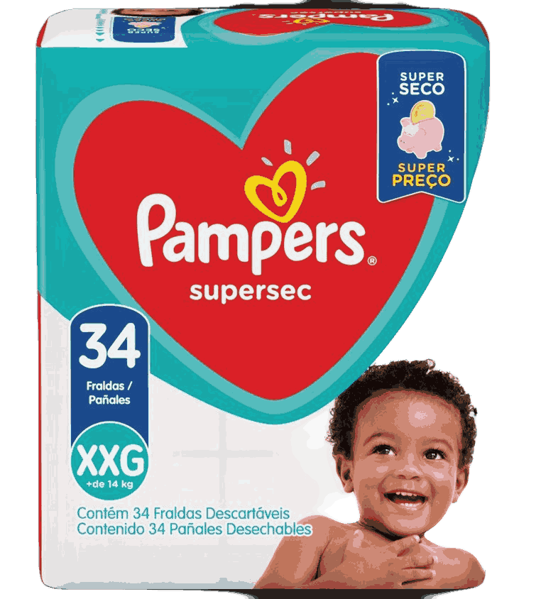 FRALDA PAMPERS SUPERSEC XXG HIPER 34 UNIDADES                                                       