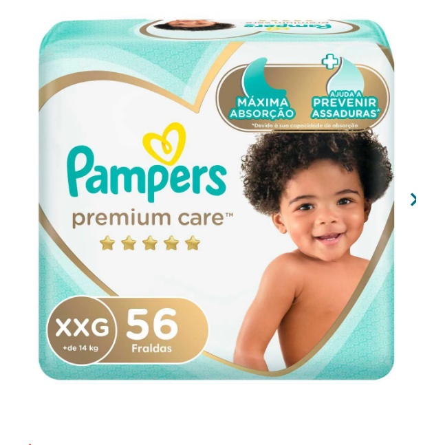 FRALDA PAMPERS PREMIUM CARE XXG - 56 UNIDADES                                                       