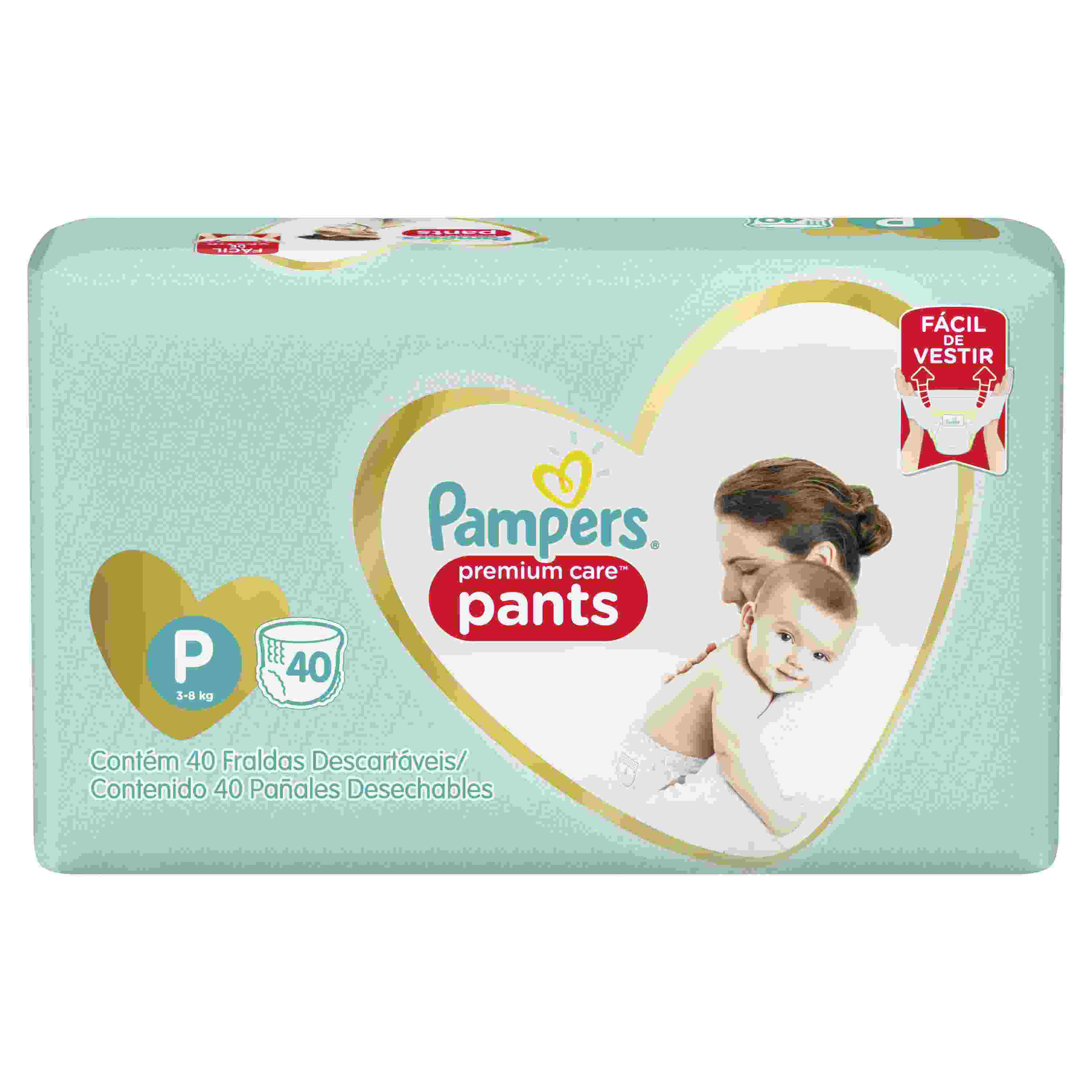 FRALDA PAMPERS PANTS PREMIUM CARE P MEGA 40 UNIDADES                                                