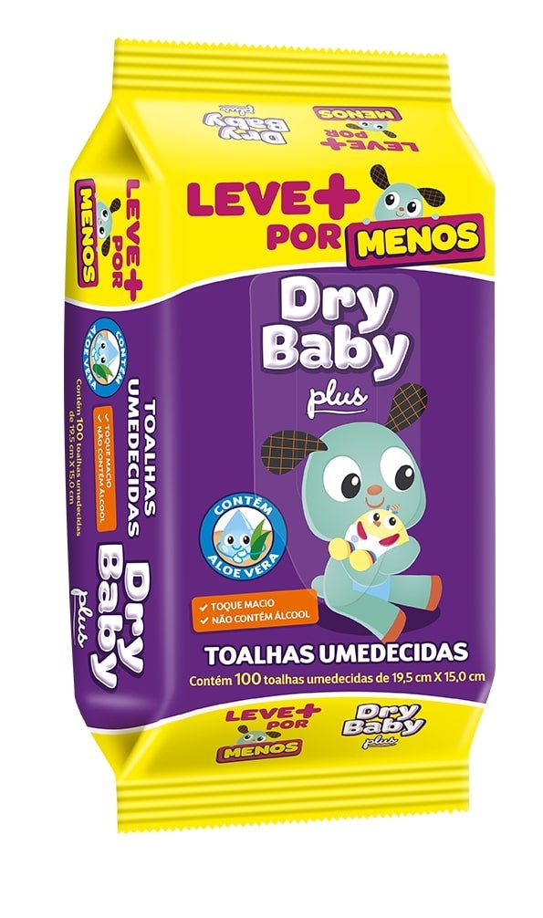 TOALHAS UMEDECIDAS DRY BABY PLUS COM 100 UNIDADES                                                   