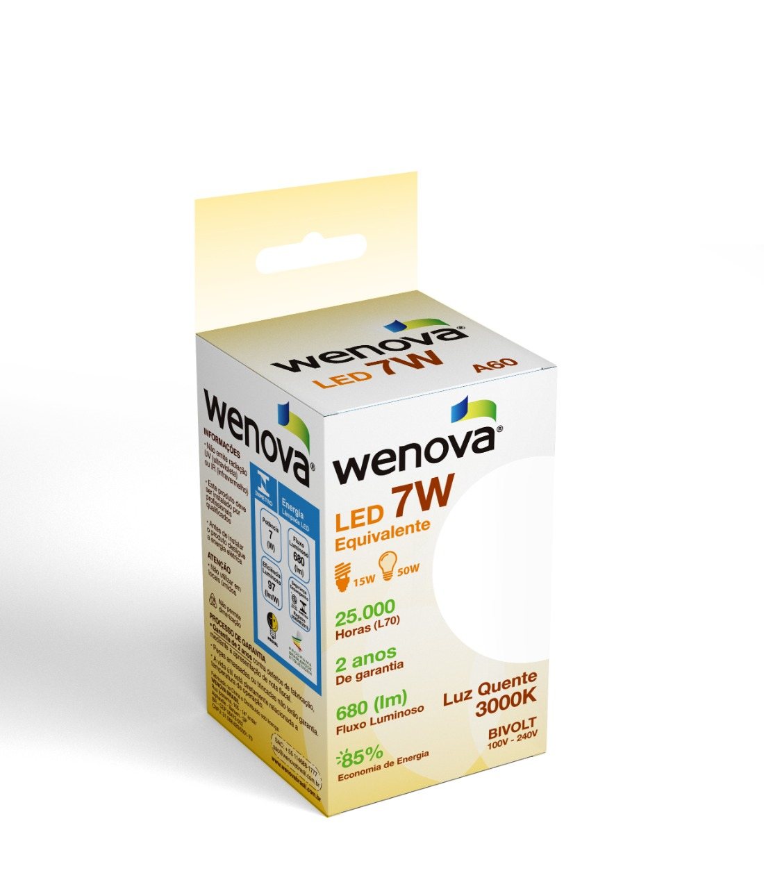 LAMPADA BULBO LED WENOVA 7W A60 3000K                                                               