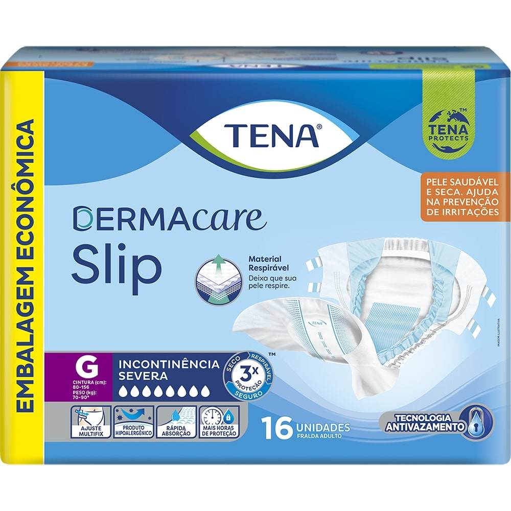 FRALDA GERIÁTRICA TENA SLIP DERMACARE G 16 UNIDADES                                                 