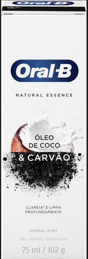 CREME DENTAL ORAL-B NATURAL ESSENCE ÓLEO DE COCO E CARVÃO COM 102G                                  