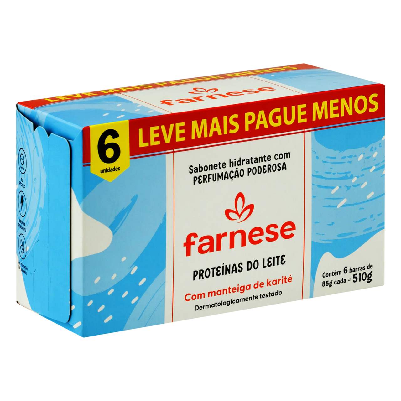 SABONETE FARNESE PROTEINAS DO LEITE 85GR C/6UN LMPM                                                 