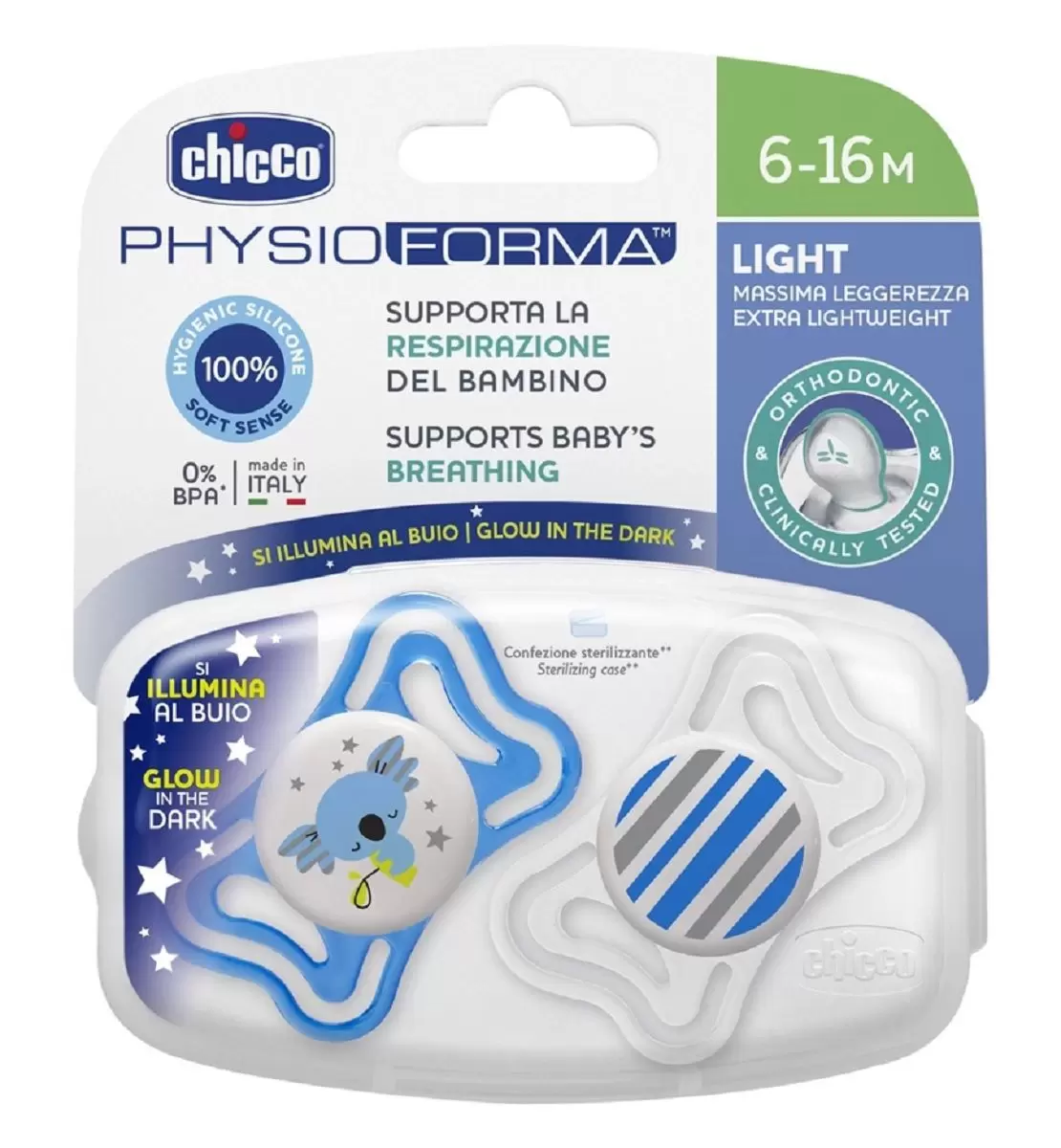 CHUPETA PHYSIO FORMA LIGHT AZUL 6-16M CHICCO C/02UN                                                 