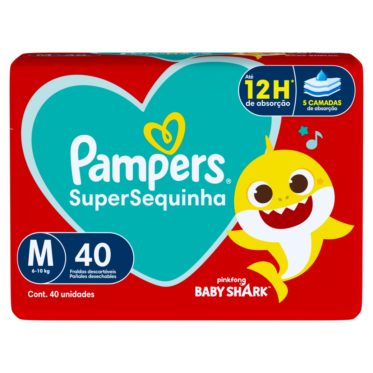 FRALDA PAMPERS SUPERSEQUINHA M MEGA COM 40UN                                                        