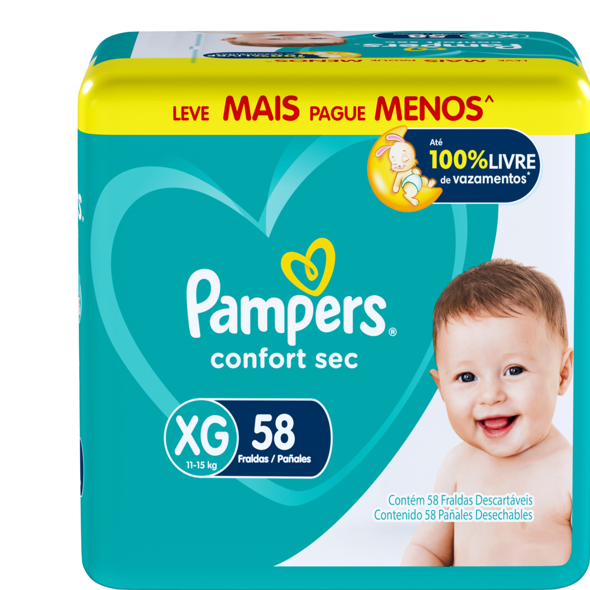 FRALDA PAMPERS CS XG FORTEBAG C/58UN                                                                