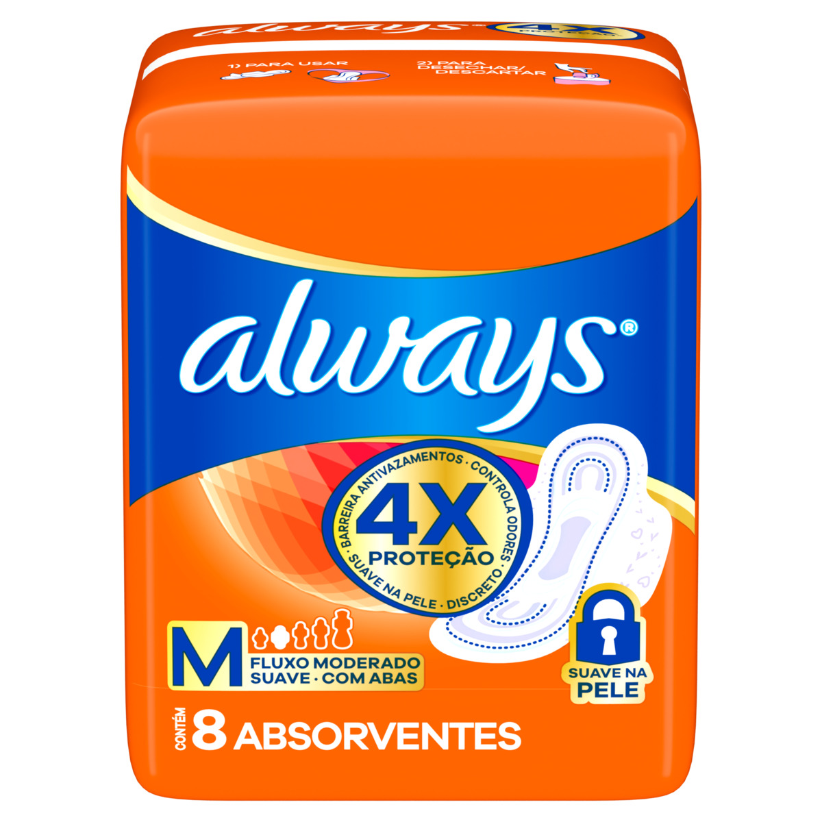 ABSORVENTE ALWAYS MAXI PROTEÇÃO MALHA SUAVE COM ABAS COM 8 UNIDADES                                  image number null
