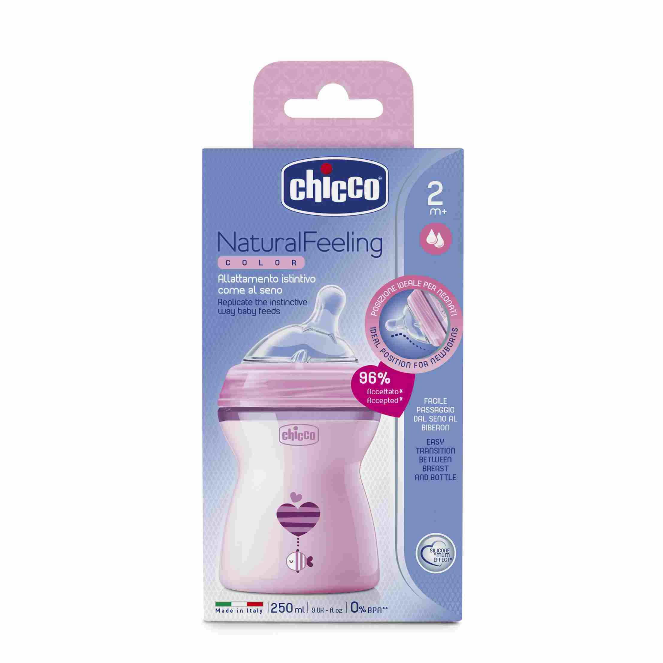 MAMADEIRA STEP UP ROSA FLUXO MEDIO CHICCO 250ML                                                     