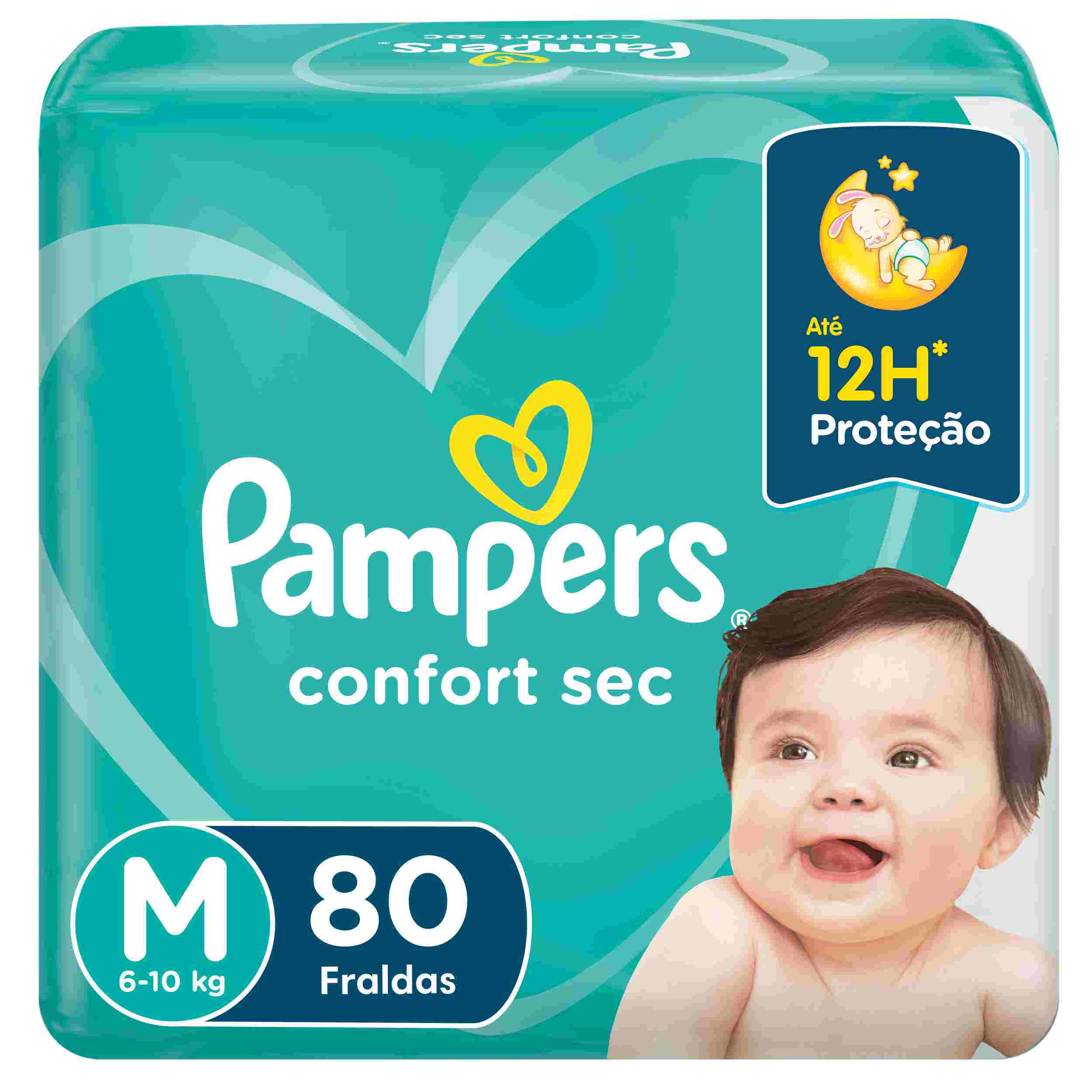 FRALDA PAMPERS CONFORT SEC GIGA M 80 UNIDADES                                                       