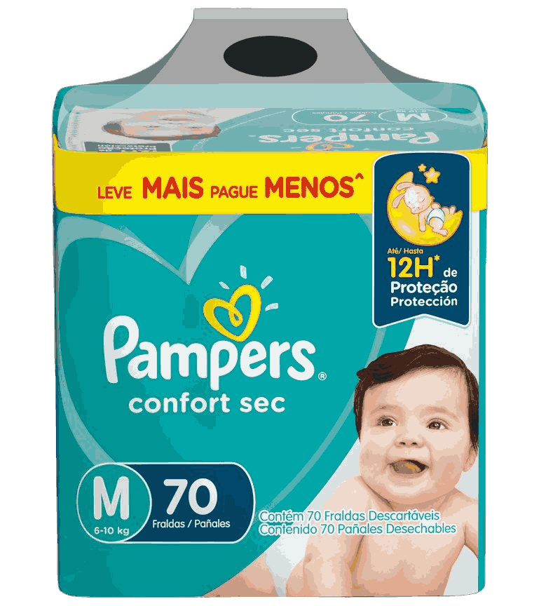 FRALDA PAMPERS CS M FORTEBAG C/70UN                                                                 