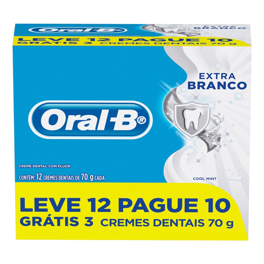 CREME DENTAL ORAL-B EXTRA BRANCO 70G LEVE 12 PAGUE 10                                                image number null