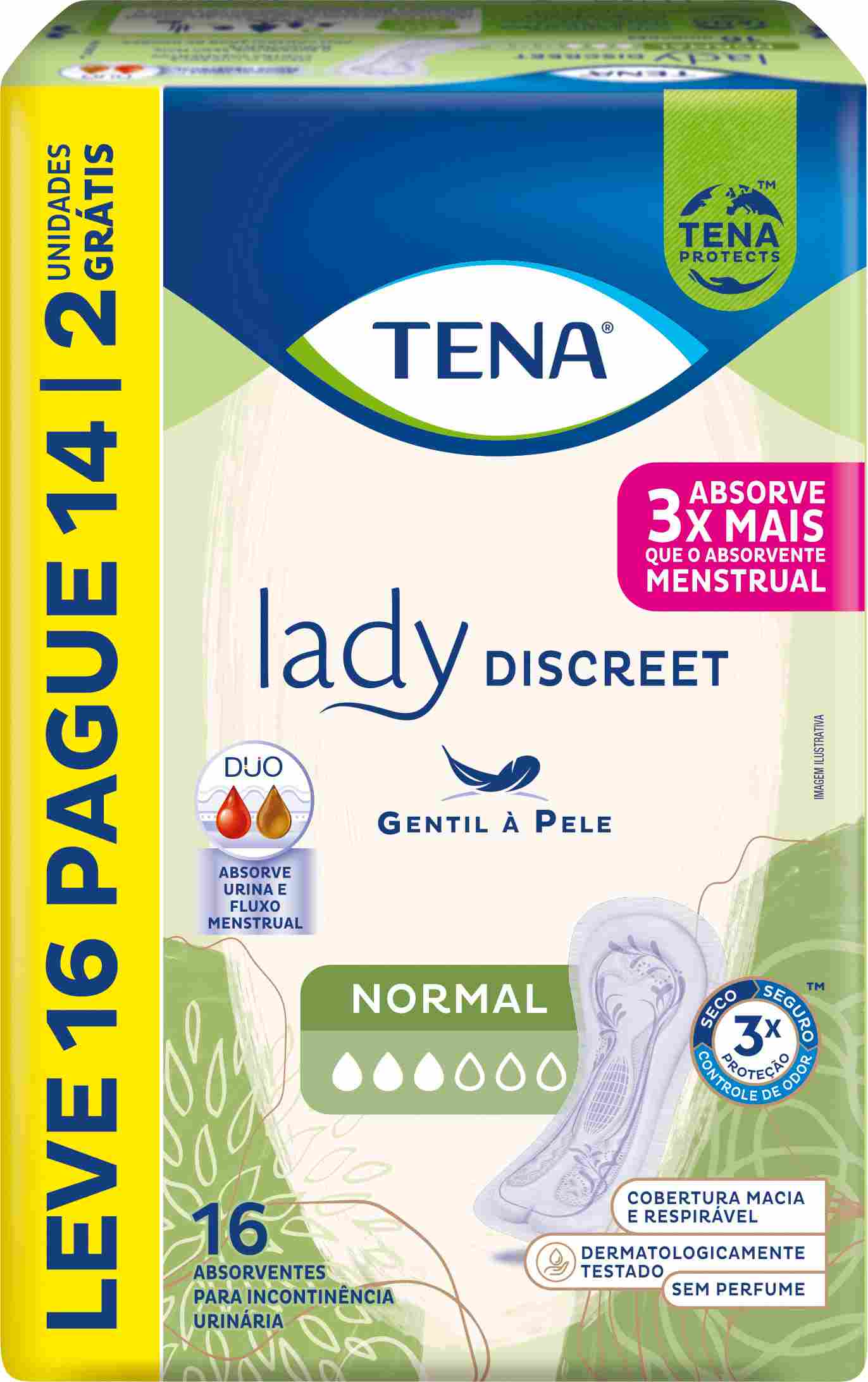 ABSORVENTE TENA LADY DISCREET NORMAL LV16PG14                                                       