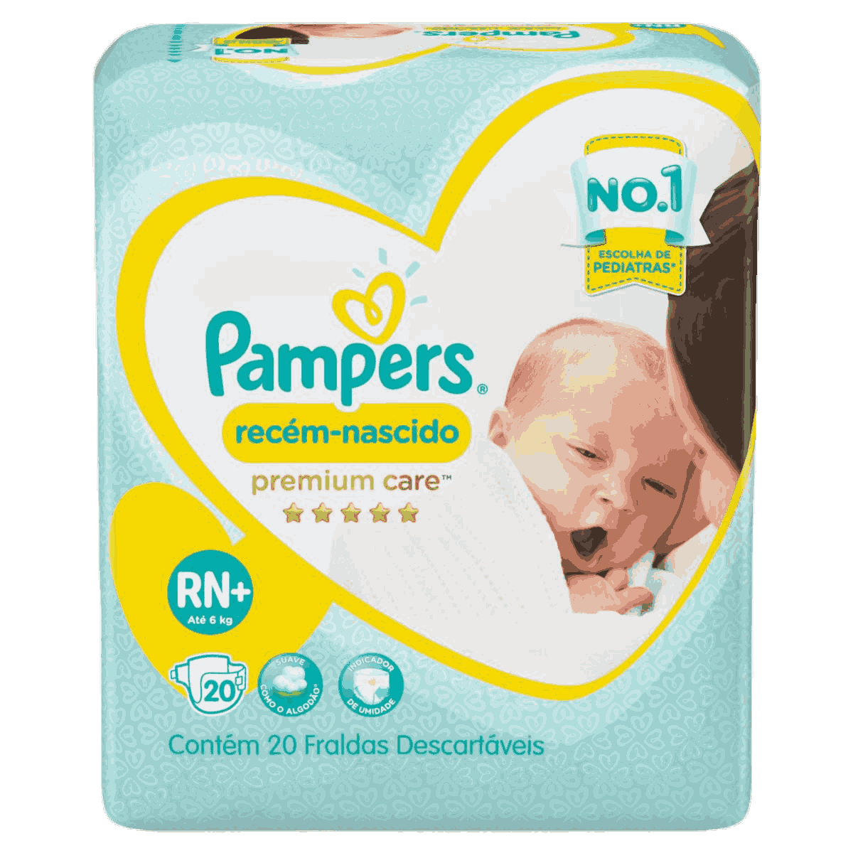 FRALDA PAMPERS RECÉM-NASCIDO PREMIUM CARE COM 20 UNIDADES                                           