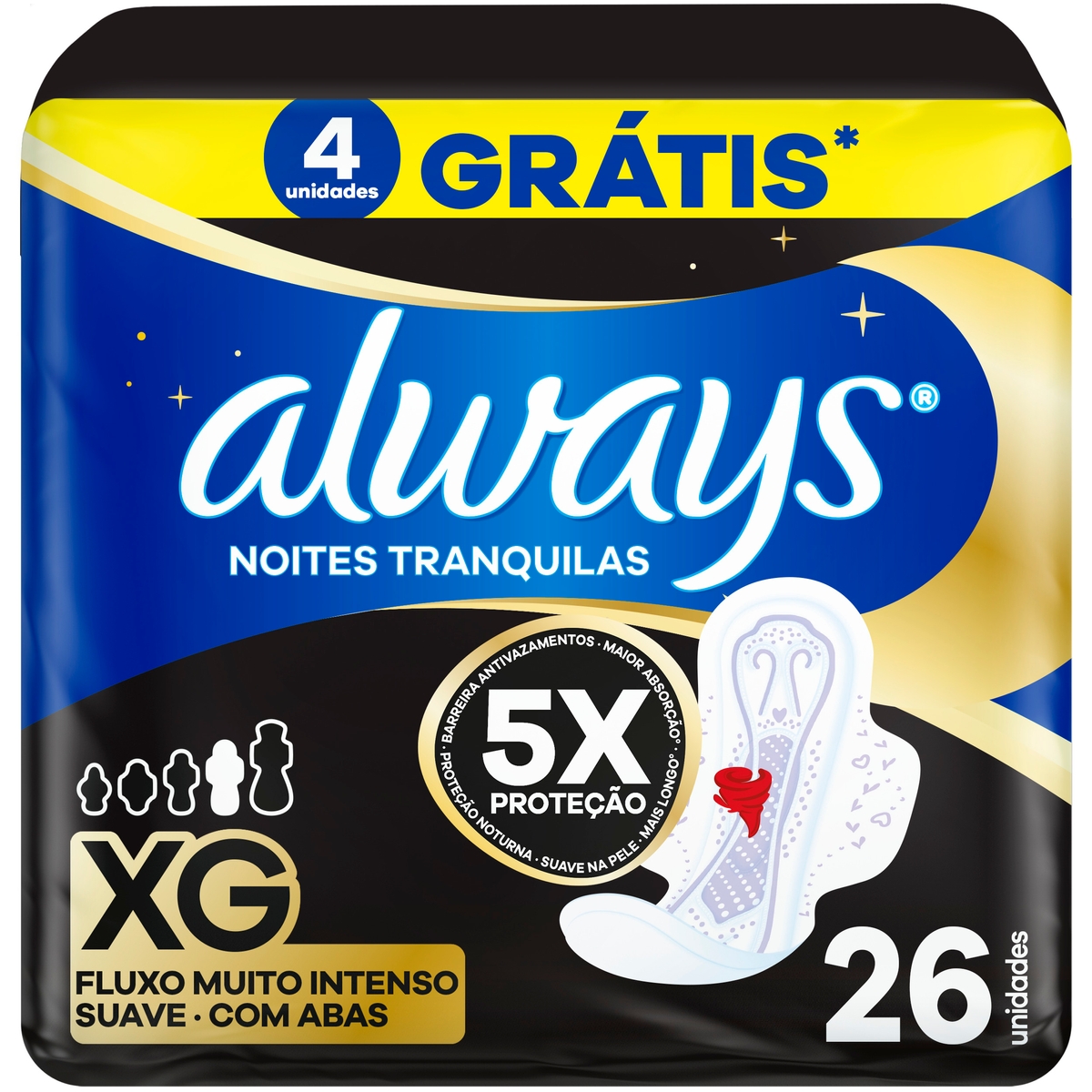 ABS.ALWAYS XG SUAVE NOTURNO C/26UN LMPM                                                             