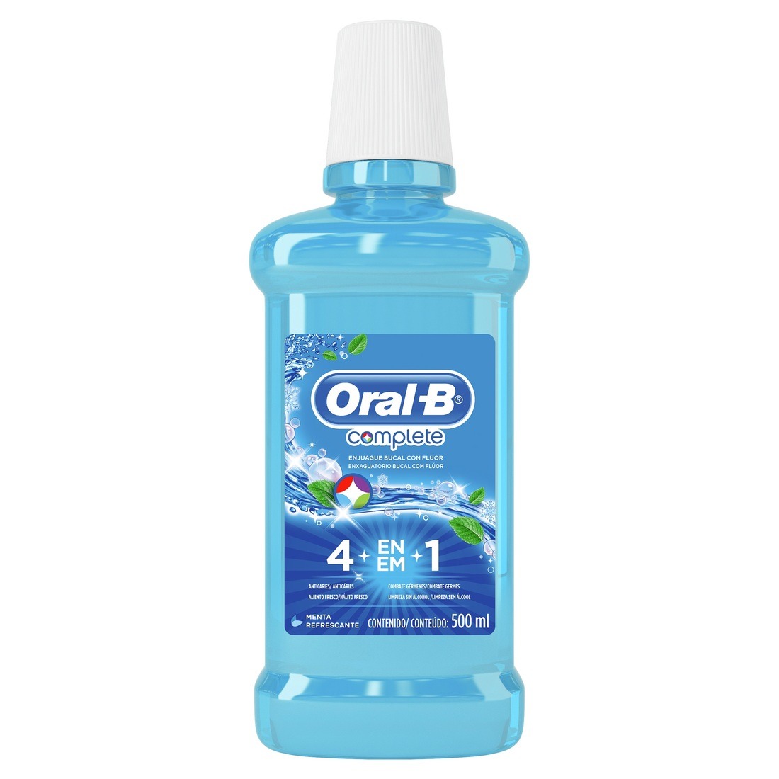 ANTISSÉPTICO BUCAL ORAL-B COMPLETE MENTA LEVE 500ML PAGUE 300ML                                      image number null