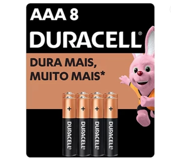 PILHA DURACELL PALITO AAA COM 8 UNIDADES                                                            