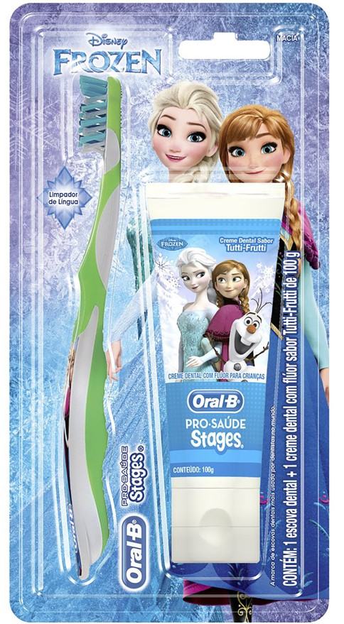 ESCOVA ORAL-B INFANTIL STAGES 4+ CREME FROZEN 100G                                                  