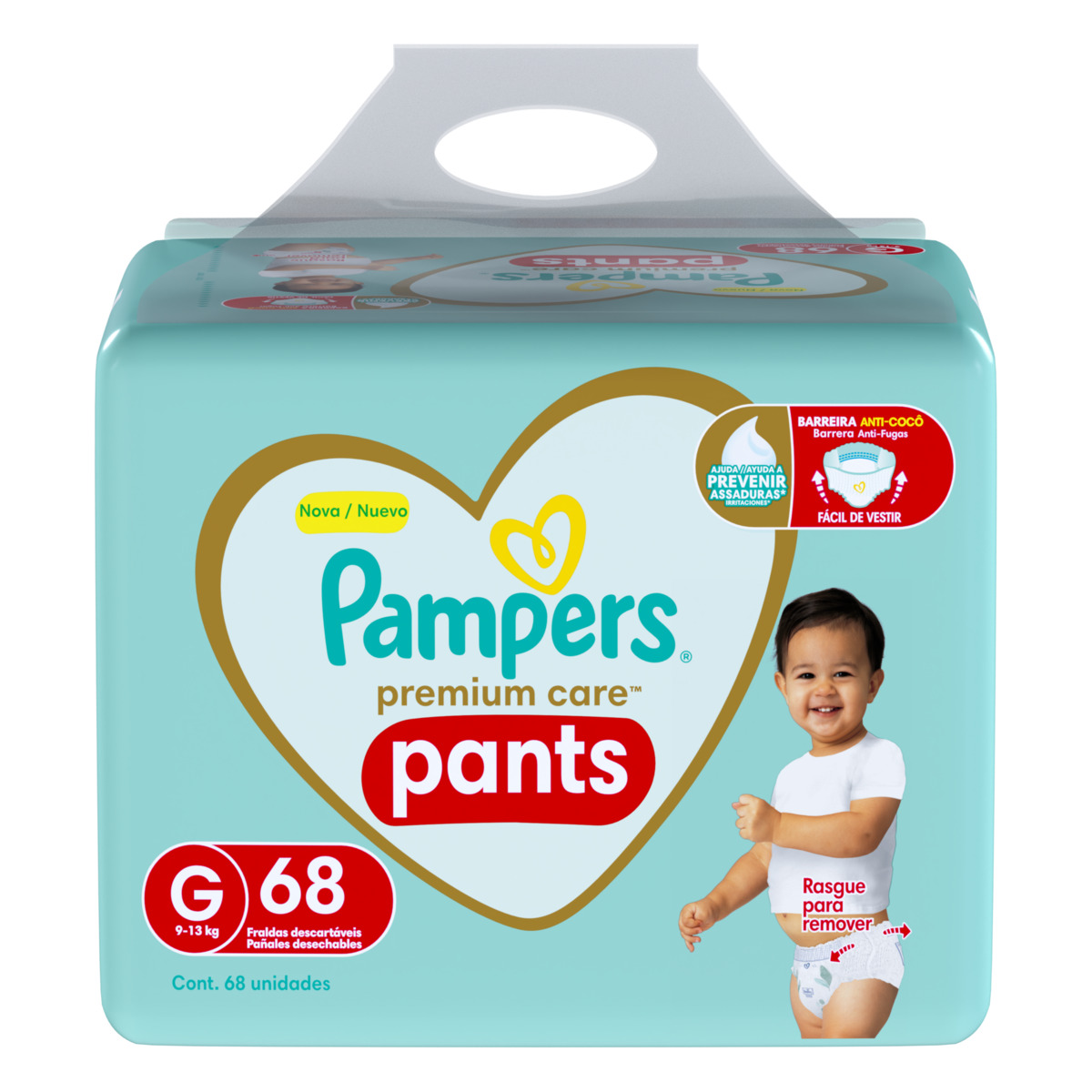 FRALDA PAMPERS PANTS PC G TOP C/68UN                                                                