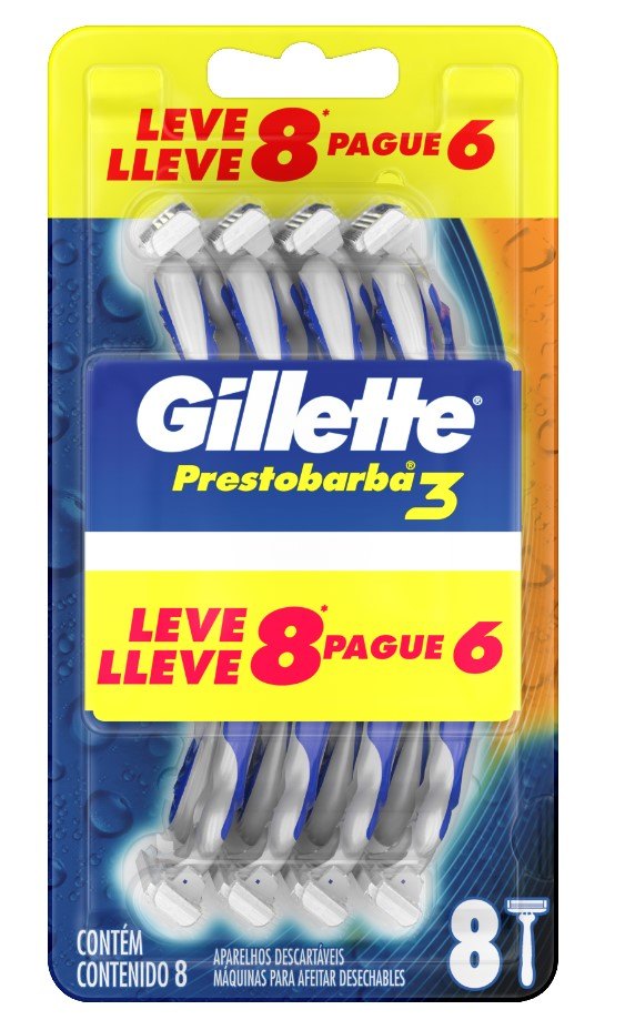 APARELHO PRESTOBARBA 3 PB GILLETTE LEVE 8 PAGUE 6                                                   