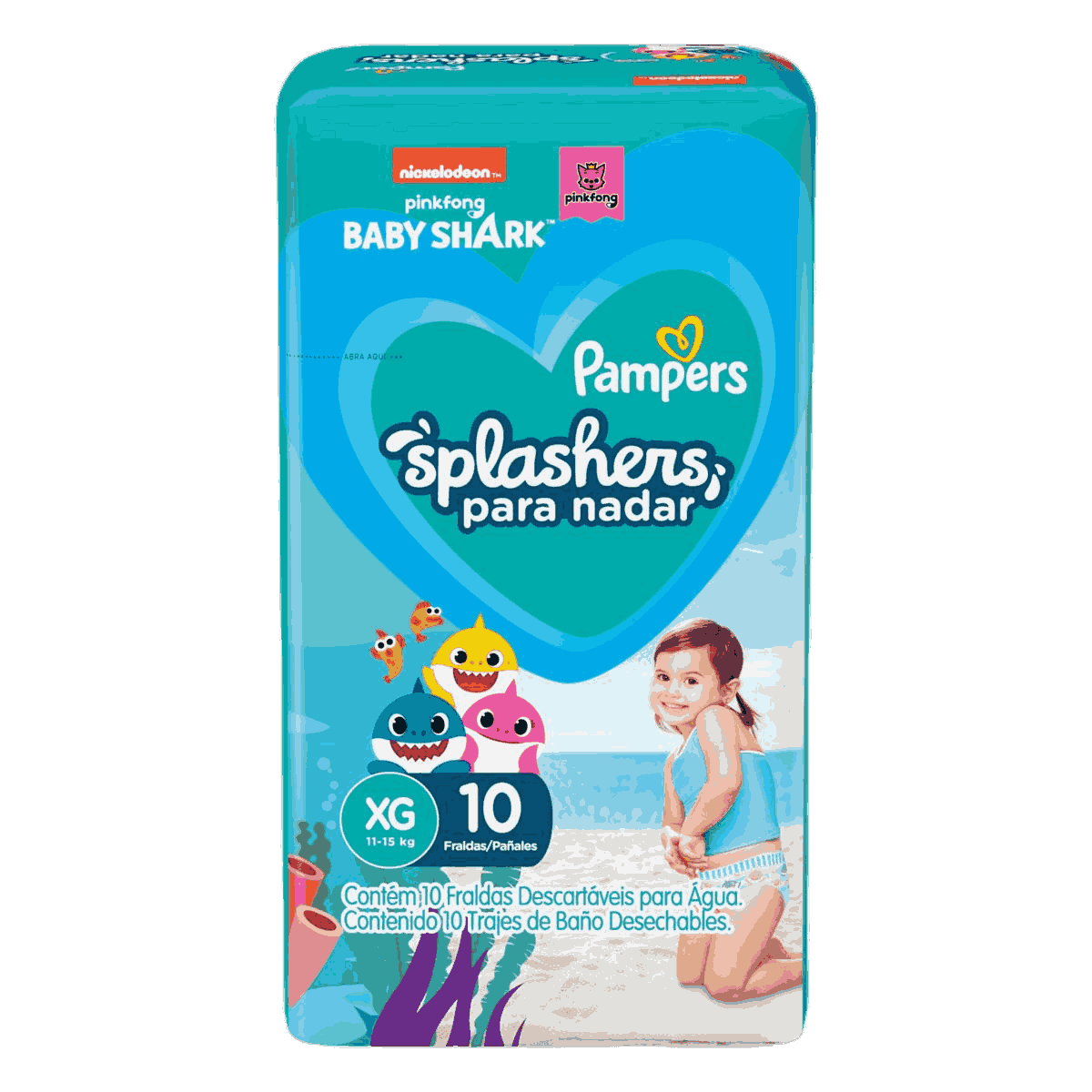 Fralda Pampers Splashers G/XG com 10 unidades                                                       