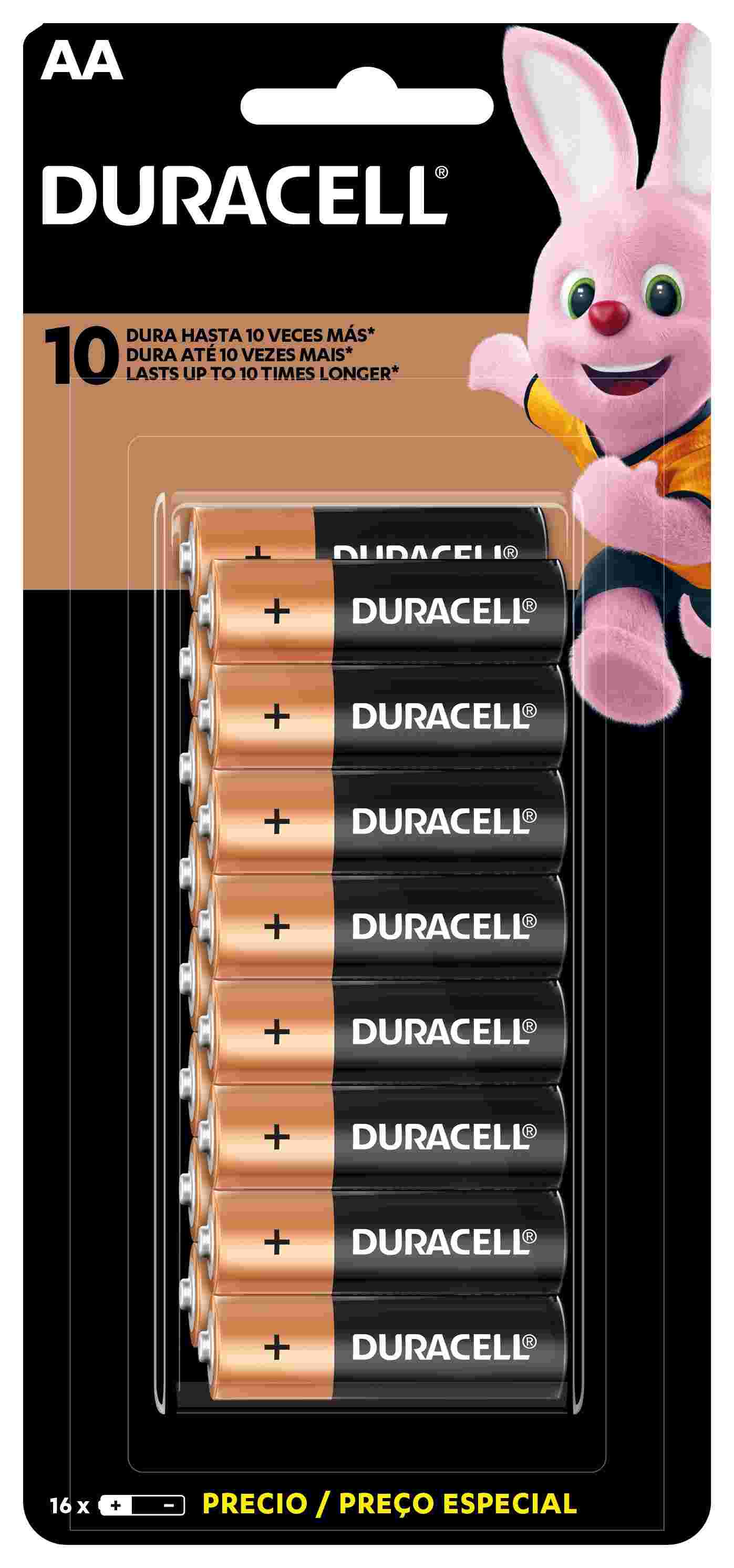 PILHA DURACELL PEQUENA AA COM 16 UNIDADES                                                           