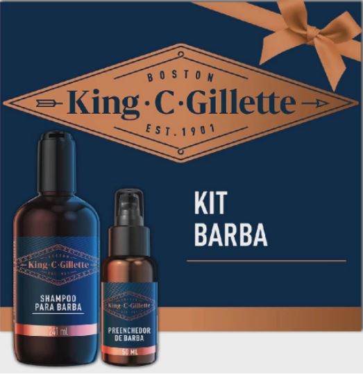 KIT KING C GILLETTE SHAMPOO PARA BARBA 241ML + SÉRUM PREENCHEDOR DE BARBA 50ML                      