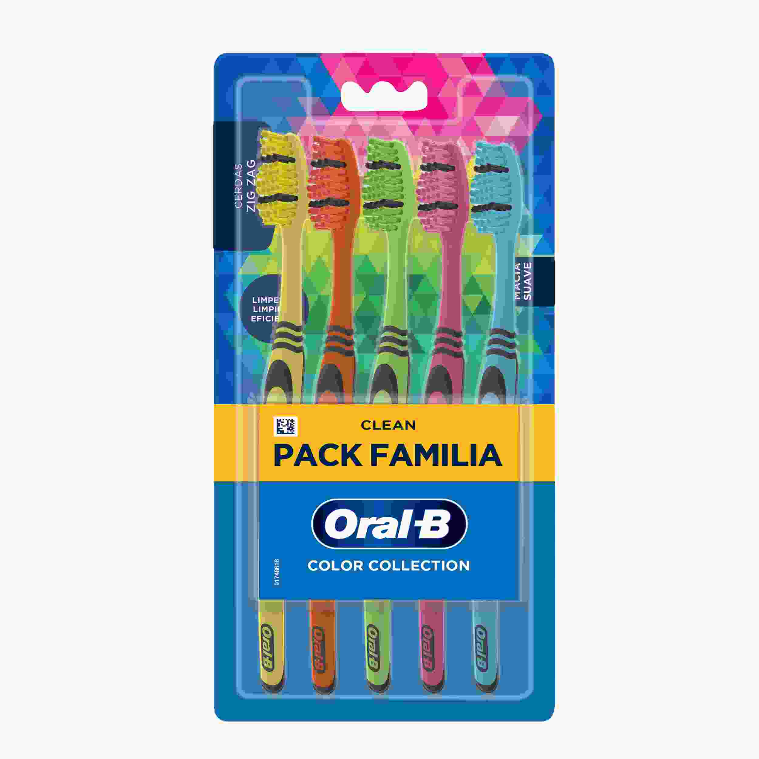 ESCOVA DENTAL SUAVE ORAL-B COLOR COLLECTION PACK FAMILIA 5 UNIDADES                                 