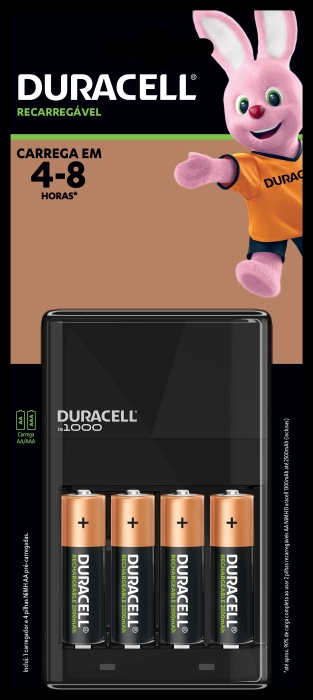 CARREGADOR DE PILHAS DURACELL + 4 PILHAS AA                                                         