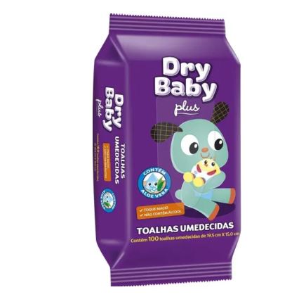 TOALHAS UMEDECIDAS DRY BABY PLUS COM 100 UNIDADES                                                   