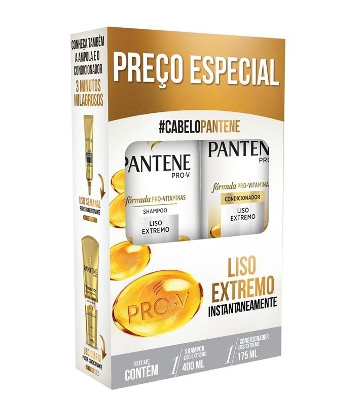 KIT PANTENE LISO EXTREMO SHAMPOO 400ML + CONDICIONADOR 175ML                                        