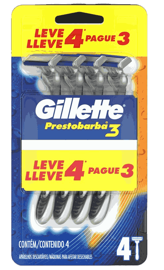APARELHO PRESTOBARBA 3 GILLETTE LEVE 4 PAGUE 3                                                       image number null