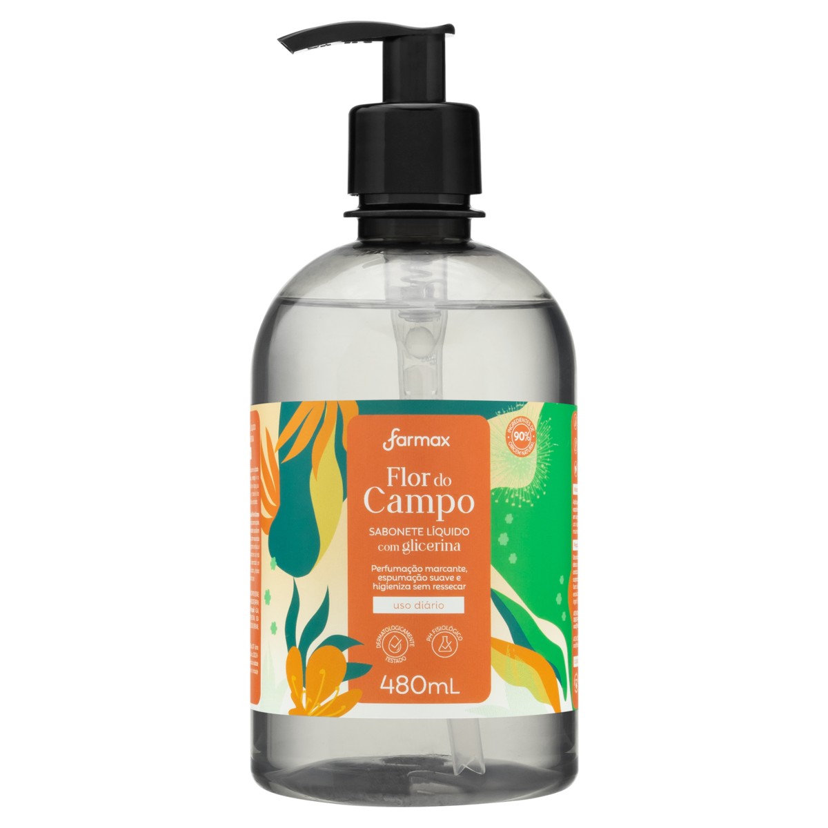 SABONETE LÍQUIDO DE GLICERINA FLOR DO CAMPO FARMAX FRASCO 480ML                                     