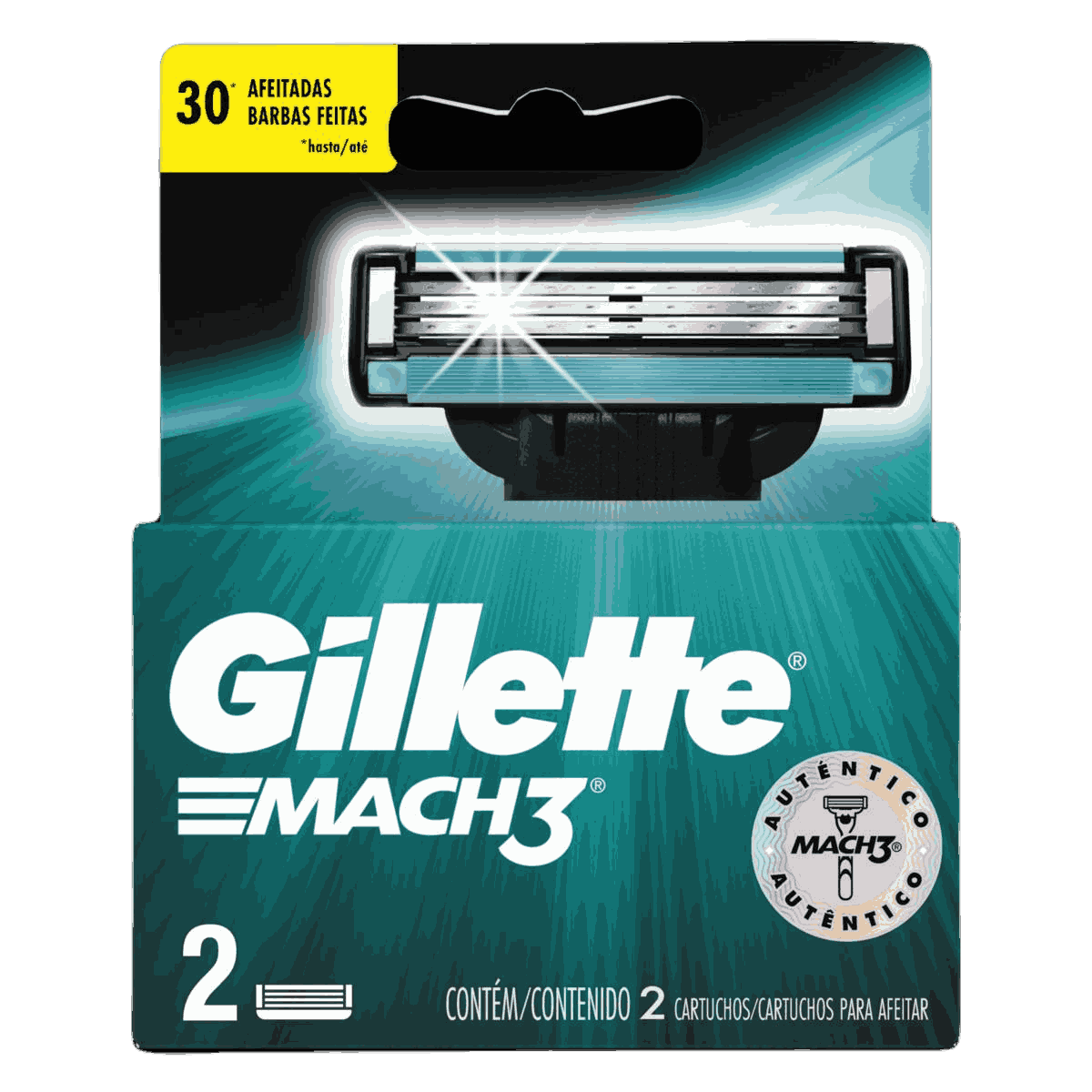 CARTELA COM 4 CARGAS PARA GILLETTE MACH3 COM 2 UNIDADES                                             